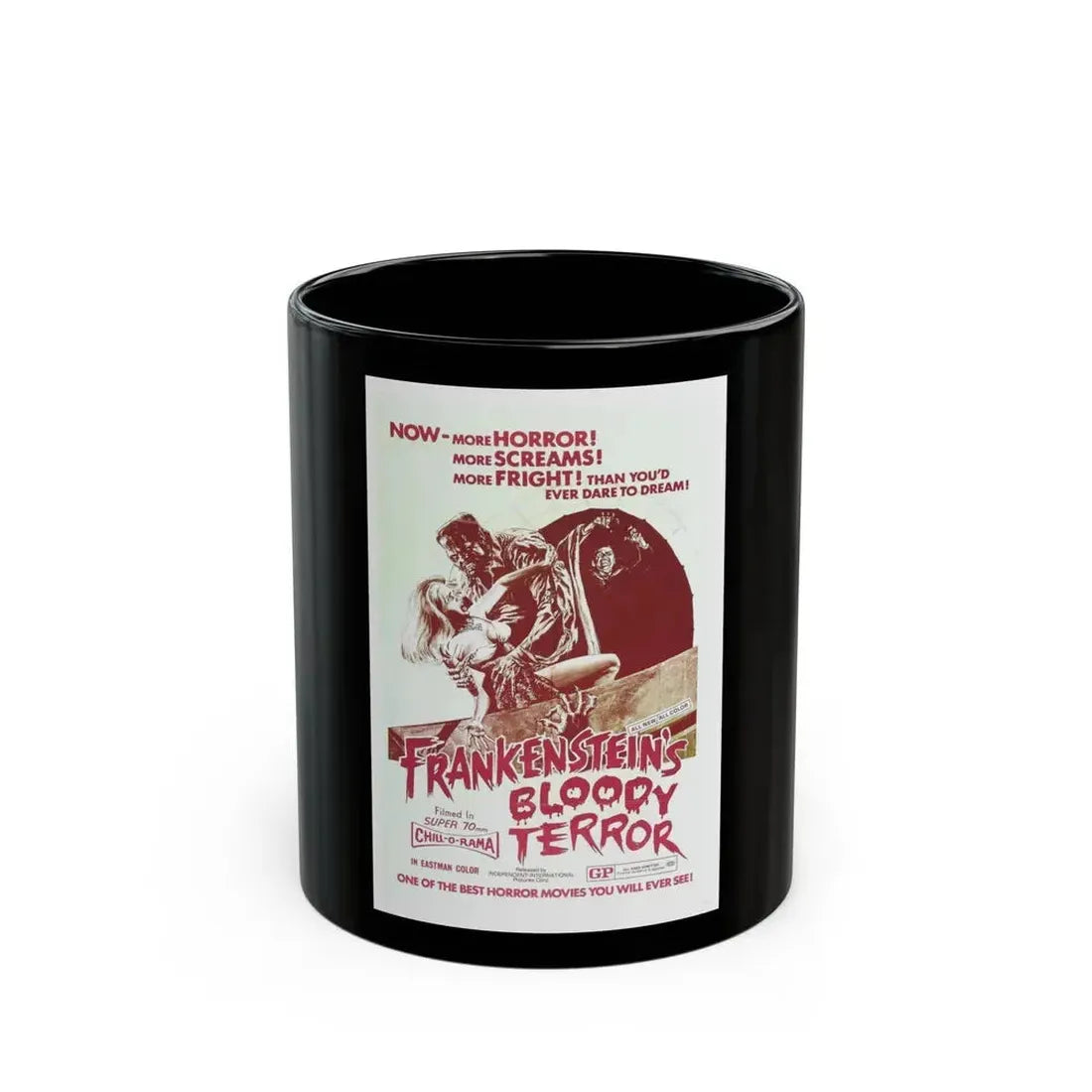 FRANKENSTEIN'S BLOODY TERROR 1968 Movie Poster - Black Coffee Mug 11oz - Go Mug Yourself