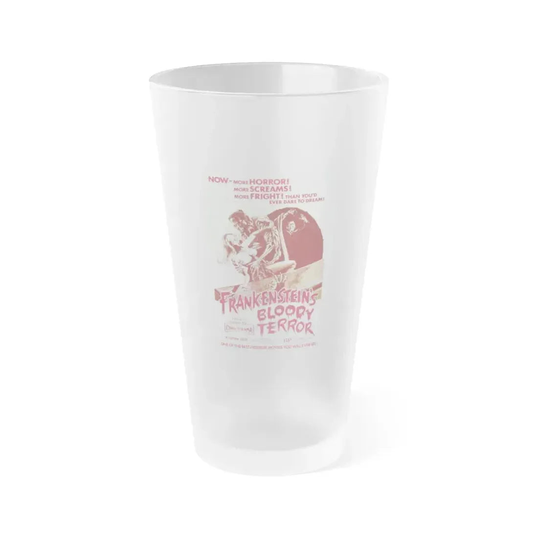 FRANKENSTEIN'S BLOODY TERROR 1968 Movie Poster - Frosted Pint Glass 16oz 16oz Frosted - Go Mug Yourself
