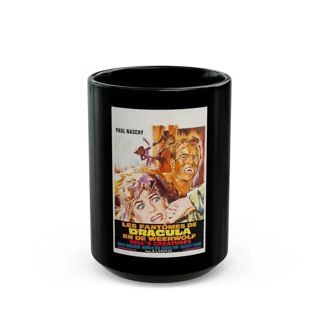 FRANKENSTEIN'S BLOODY TERROR (BELGIAN) 1968 Movie Poster - Black Coffee Mug 15oz - Go Mug Yourself