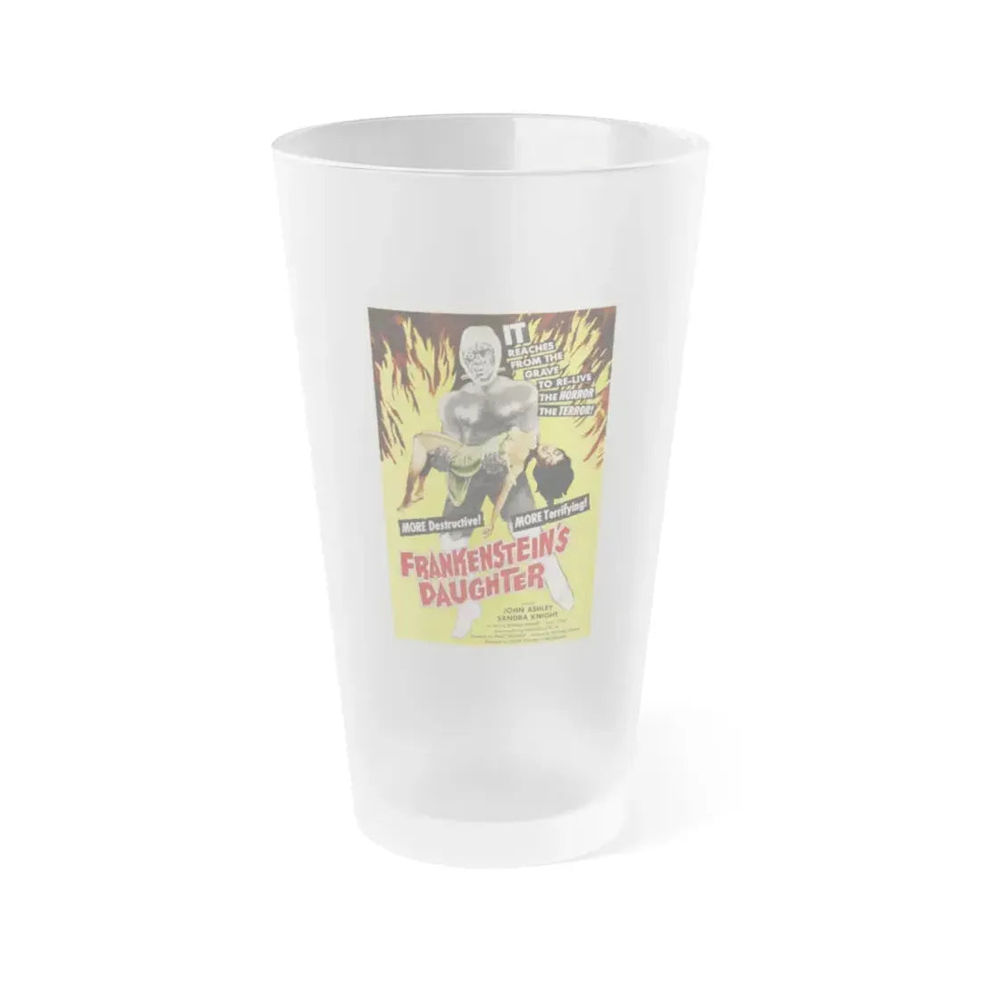 FRANKENSTEIN'S DAUGHTER 1958 Movie Poster - Frosted Pint Glass 16oz 16oz Frosted - Go Mug Yourself