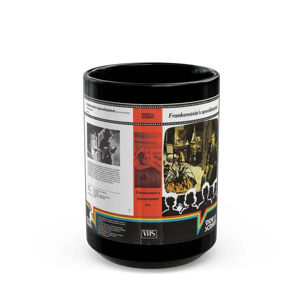 FRANKENSTEINS SPOOKKASTEEL VIDEO SCREEN (VHS COVER) - Black Coffee Mug 15oz - Go Mug Yourself