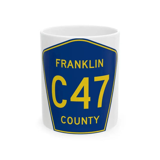 Franklin County Route C47 IA (Iowa) (Road Sign) White Coffee Mug 11oz - Go Mug Yourself