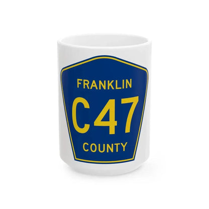 Franklin County Route C47 IA (Iowa) (Road Sign) White Coffee Mug 15oz - Go Mug Yourself