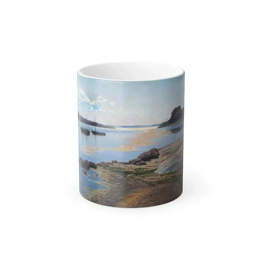 Frans Johan Tiger (1849-1919) Boats In A Sunny Creek -  Oil on Canvas 1919 - Color Changing Mug 11oz 11oz - Go Mug Yourself