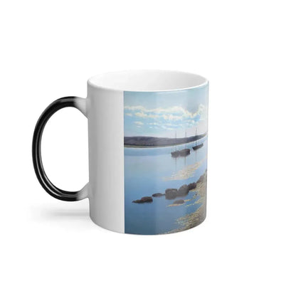Frans Johan Tiger (1849-1919) Boats In A Sunny Creek -  Oil on Canvas 1919 - Color Changing Mug 11oz - Go Mug Yourself