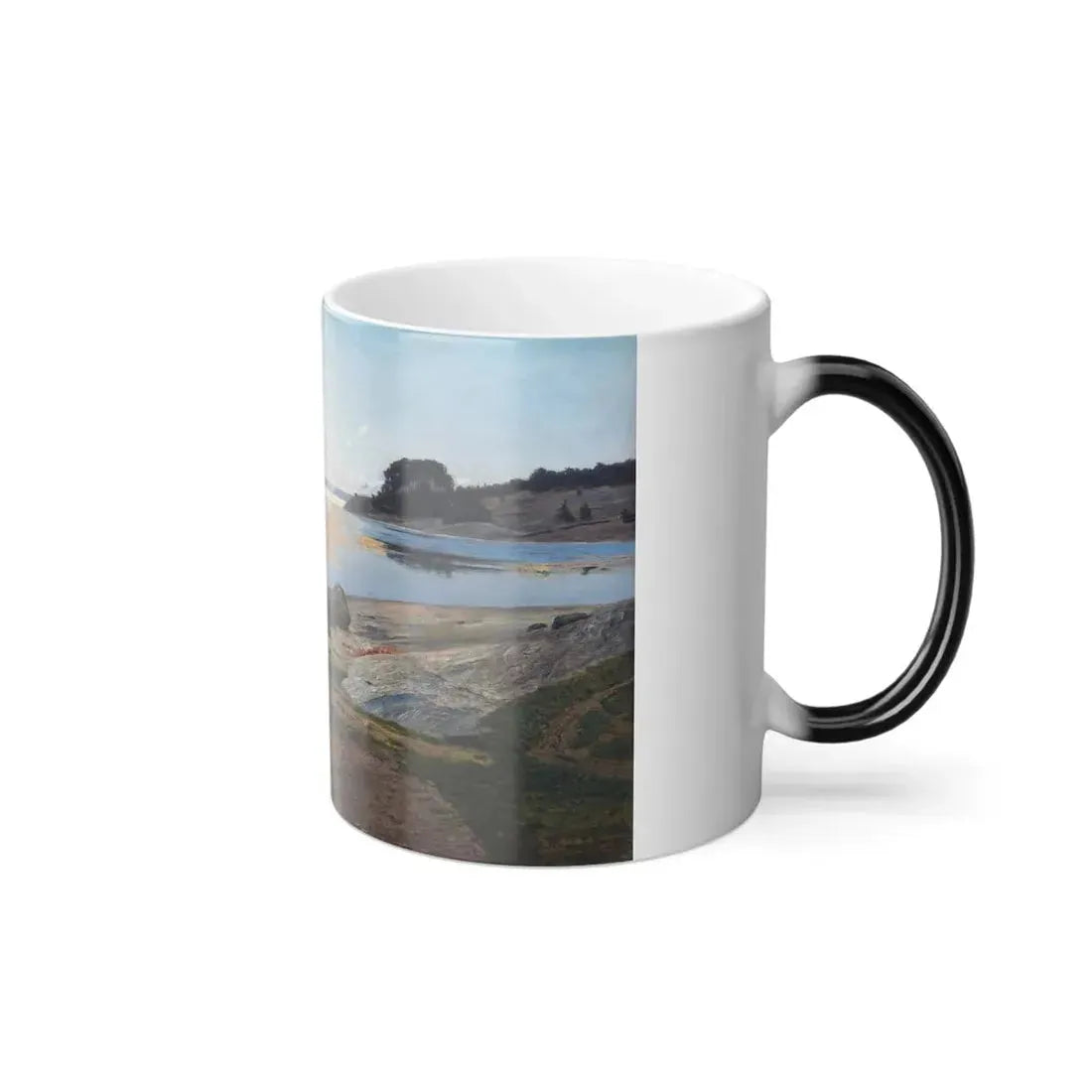 Frans Johan Tiger (1849-1919) Boats In A Sunny Creek -  Oil on Canvas 1919 - Color Changing Mug 11oz - Go Mug Yourself