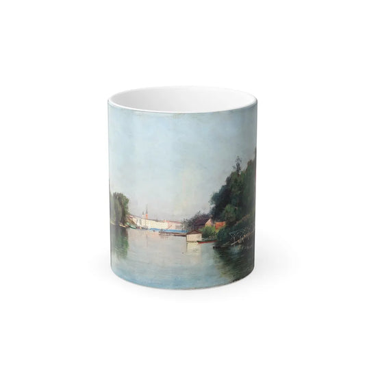 Frans Johan Tiger (1849-1919) River Landscape - Oil on Canvas - Color Changing Mug 11oz-11oz-Go Mug Yourself