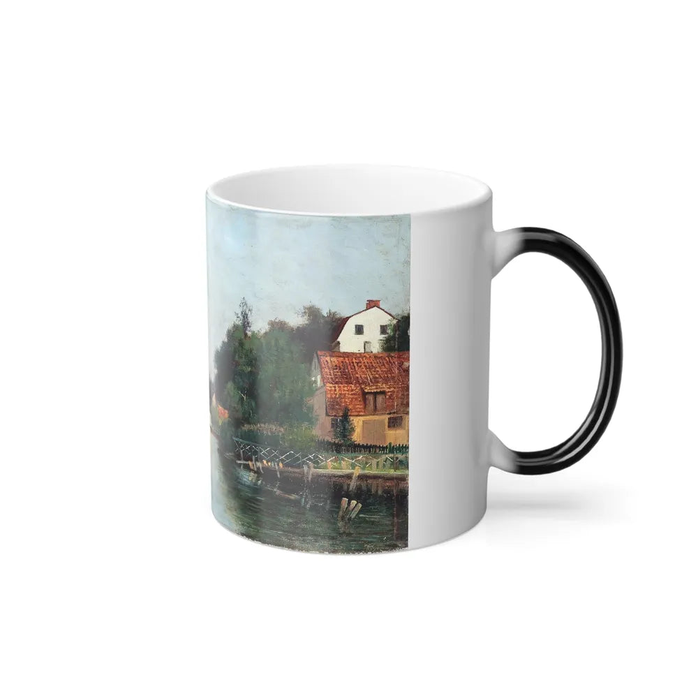 Frans Johan Tiger (1849-1919) River Landscape - Oil on Canvas - Color Changing Mug 11oz-Go Mug Yourself