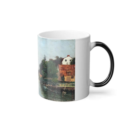 Frans Johan Tiger (1849-1919) River Landscape - Oil on Canvas - Color Changing Mug 11oz-Go Mug Yourself