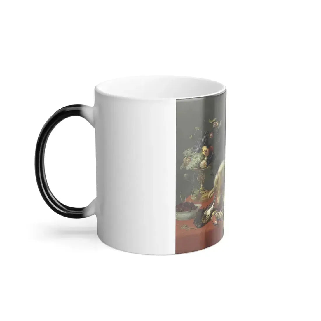 Frans Snyders (1579-1657) A draped table laden with game, fruit, vegetables and a boar's head - Oil on C-0 - Color Changing Mug 11oz - Go Mug Yourself
