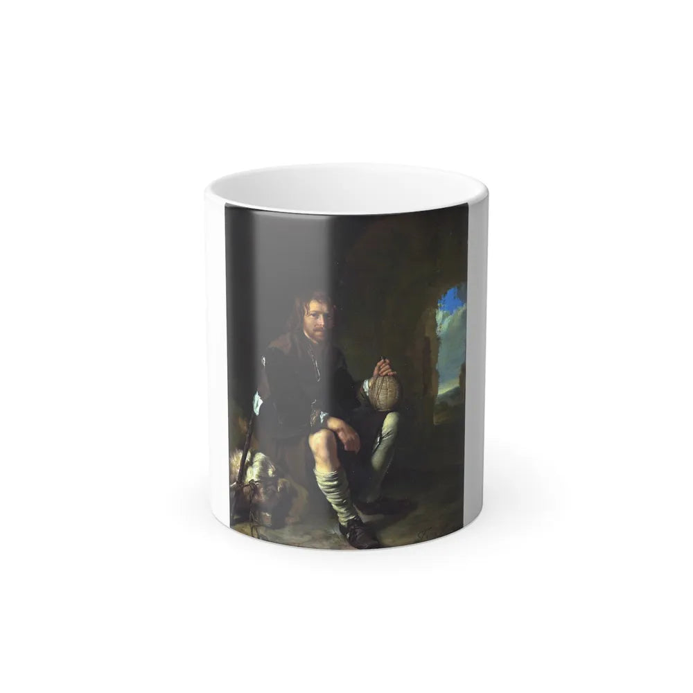 Frans van Mieris I (1635-1681) A traveler at rest - Oil on Copper - Color Changing Mug 11oz-11oz-Go Mug Yourself