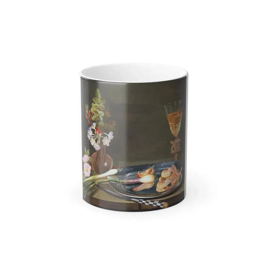 Frans Ykens (1601-c1692) A still life with a vase of flowers, a plate with shrimps, scallions, and a gla-0 - Color Changing Mug 11oz 11oz - Go Mug Yourself