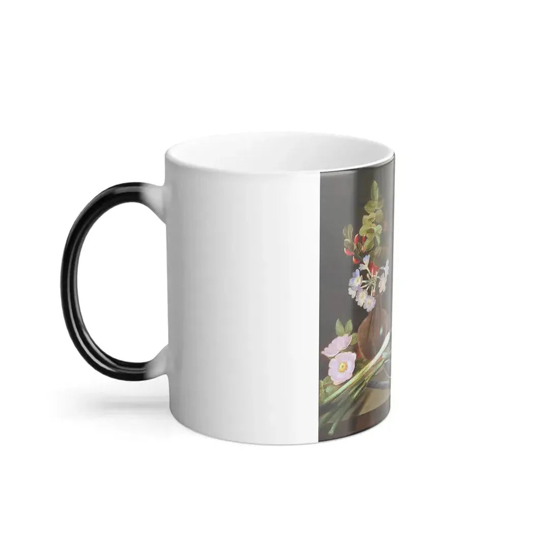 Frans Ykens (1601-c1692) A still life with a vase of flowers, a plate with shrimps, scallions, and a gla-0 - Color Changing Mug 11oz - Go Mug Yourself