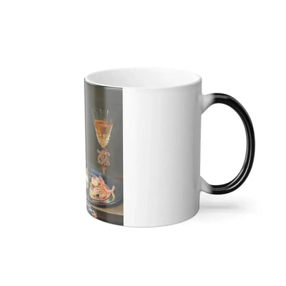 Frans Ykens (1601-c1692) A still life with a vase of flowers, a plate with shrimps, scallions, and a gla-0 - Color Changing Mug 11oz - Go Mug Yourself