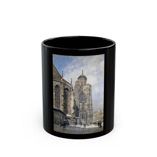 Franz Kopallik (1860-1931) Cathedral Square, Wien - Black Coffee Mug-11oz-Go Mug Yourself