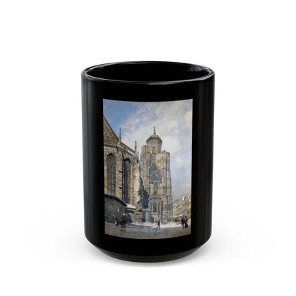 Franz Kopallik (1860-1931) Cathedral Square, Wien - Black Coffee Mug-15oz-Go Mug Yourself