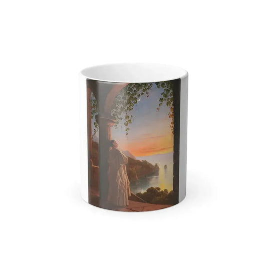 Franz Ludwig Catel (1778-1856) Monk in the Cloister on the Island of Capri -  Oil on Thin Board Laid Dow-0 - Color Changing Mug 11oz 11oz - Go Mug Yourself