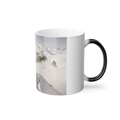 Franz Roubaud (1856-1928) Count Argutinsky crossing the Caucasian range - 1892 - Color Changing Mug 11oz-Go Mug Yourself