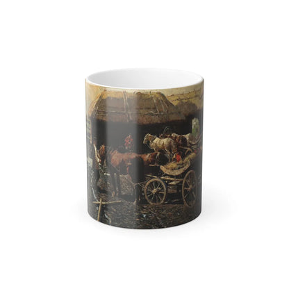 Franz Roubaud (1856-1928) Poststation im Kaukasus - oil on canvas 1913 - Color Changing Mug 11oz-11oz-Go Mug Yourself