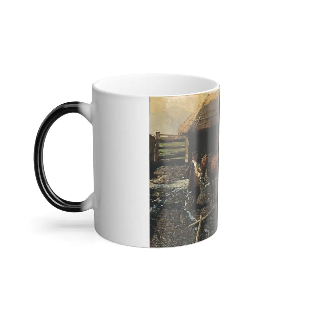 Franz Roubaud (1856-1928) Poststation im Kaukasus - oil on canvas 1913 - Color Changing Mug 11oz-Go Mug Yourself