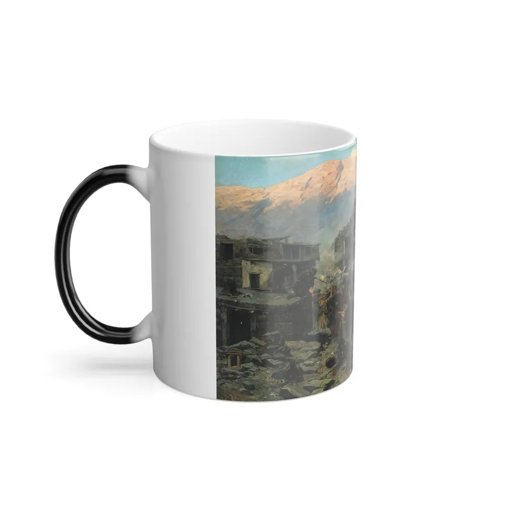 Franz Roubaud (1856-1928) Storming of Salta - Oil on Canvas 1898 - Color Changing Mug 11oz-Go Mug Yourself