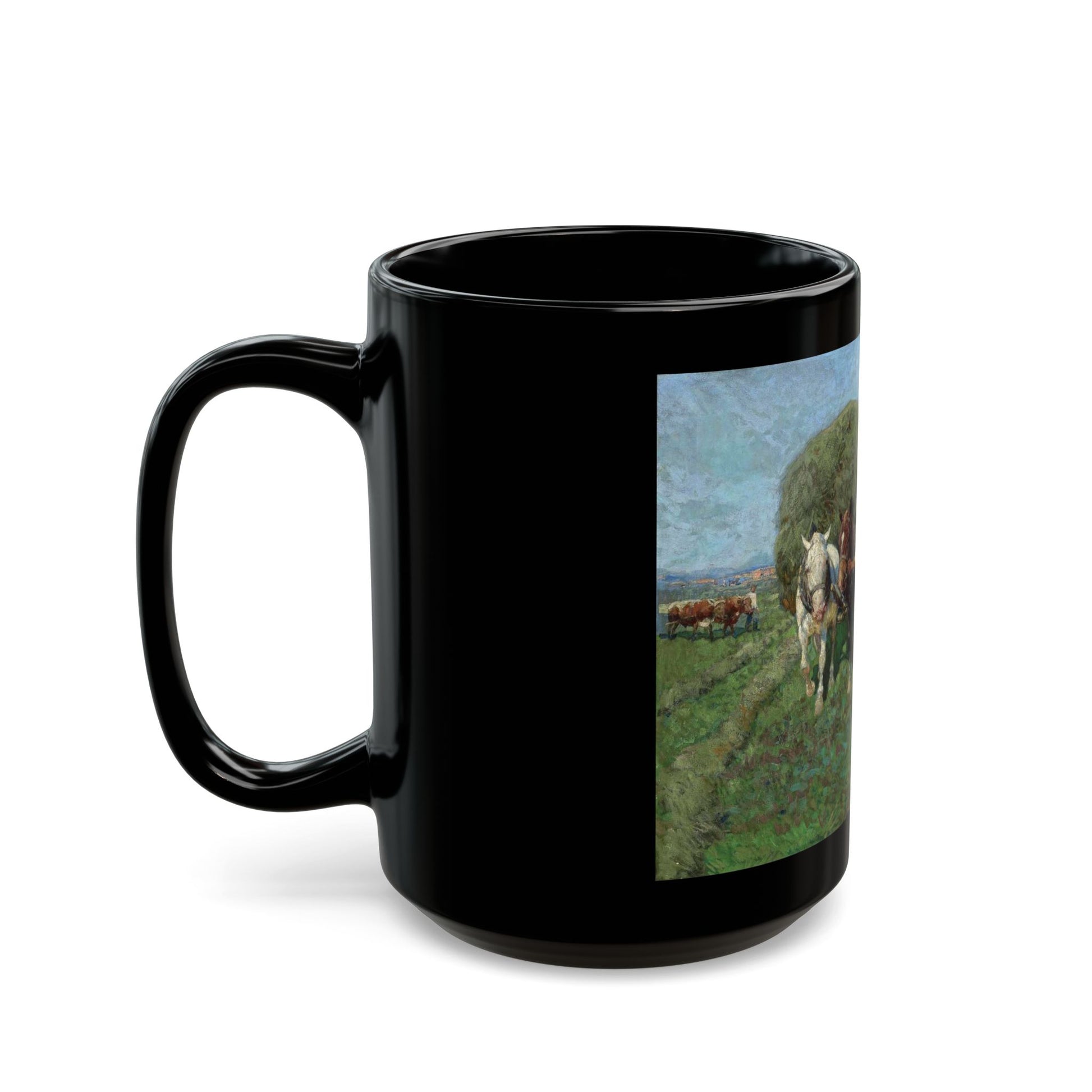 Franz Roubaud (1856-1928) The Hay Cart - Black Coffee Mug-Go Mug Yourself