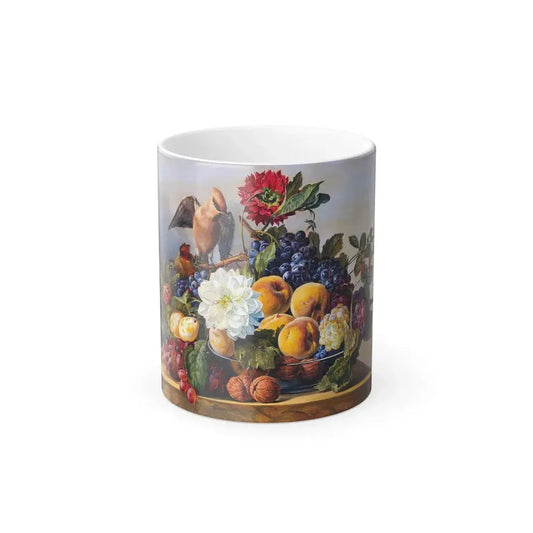Franz Xaver Gruber (1801-1862) Still Life with Bowl of Fruit and Nuts - Oil on Panel - Color Changing Mug 11oz 11oz - Go Mug Yourself