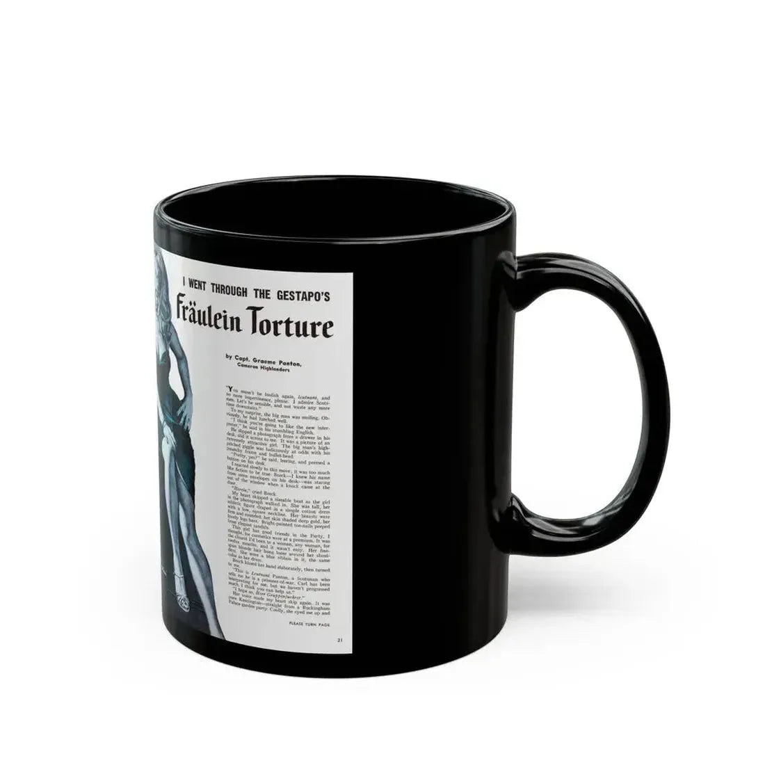 Fraulein Torture, For Men Only, February 1959 - Black Coffee Mug - Go Mug Yourself