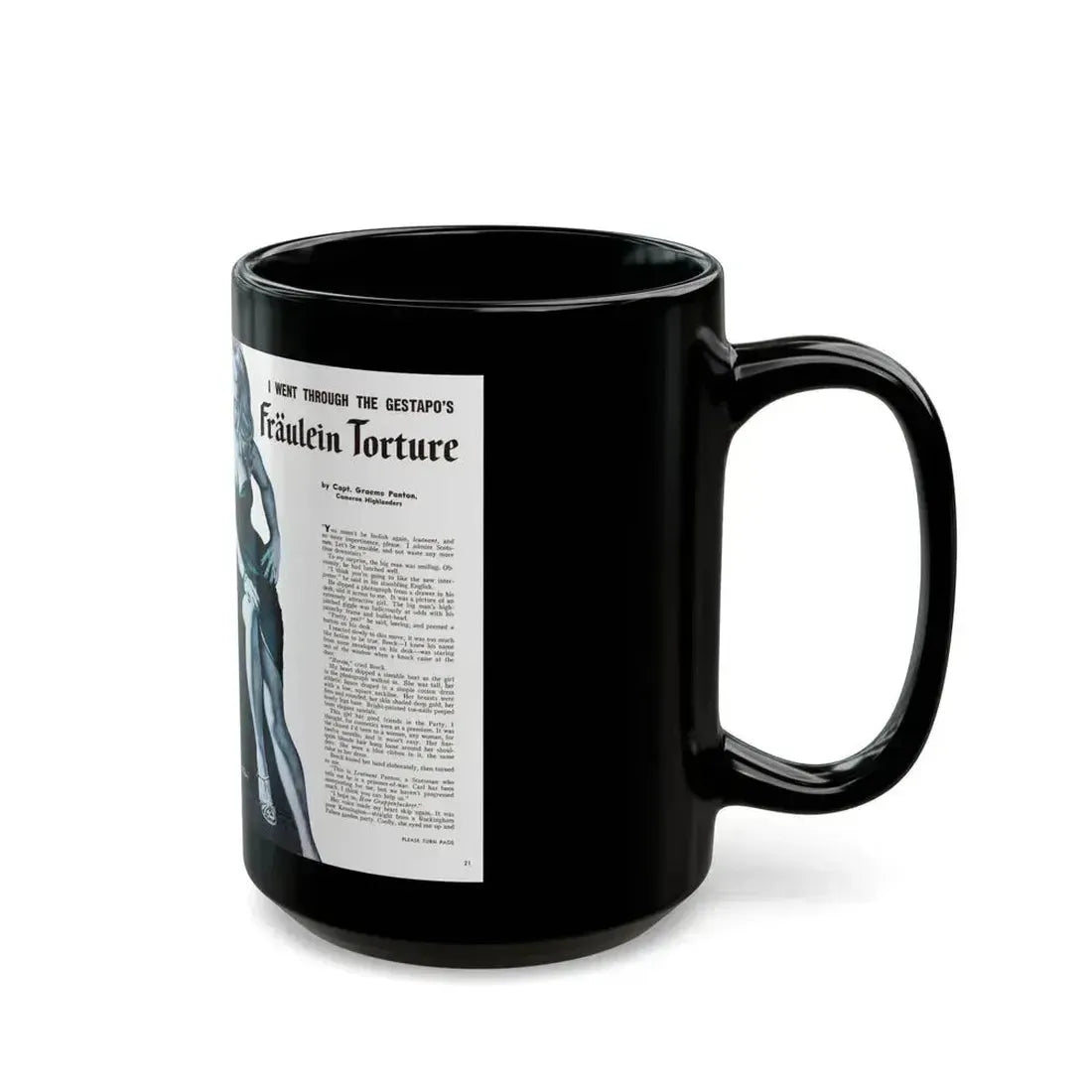Fraulein Torture, For Men Only, February 1959 - Black Coffee Mug - Go Mug Yourself