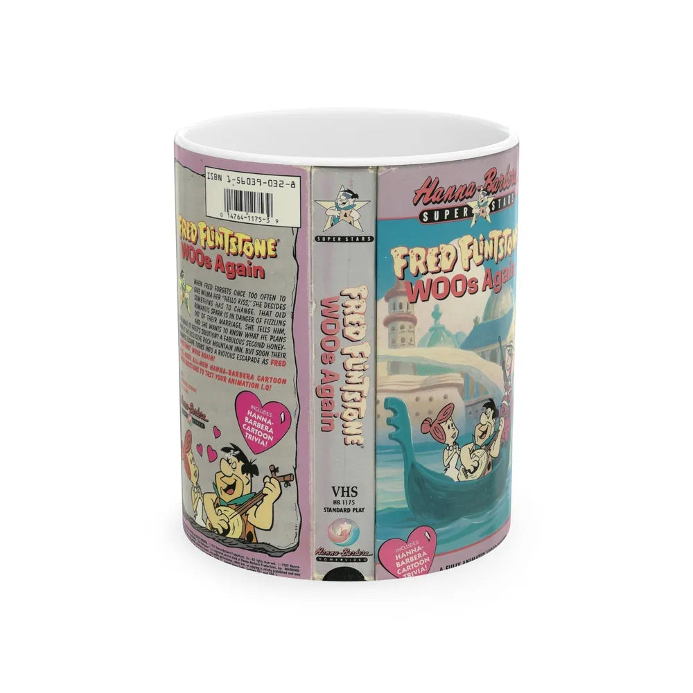 FRED FLINTSONE WOOS AGAIN (VHS COVER) - White Coffee Mug-11oz-Go Mug Yourself