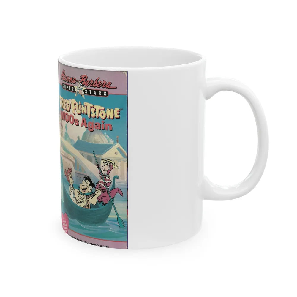 FRED FLINTSONE WOOS AGAIN (VHS COVER) - White Coffee Mug-Go Mug Yourself