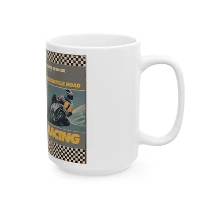 FREDDIE SPENCER EXPLAINS MOTORCYCLE ROAD RACING (VHS COVER) - White Coffee Mug - Go Mug Yourself