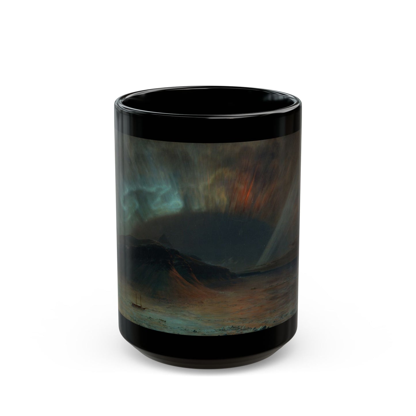 Frederic Edwin Church (1826-1900) Aurora Borealis - Black Coffee Mug-15oz-Go Mug Yourself