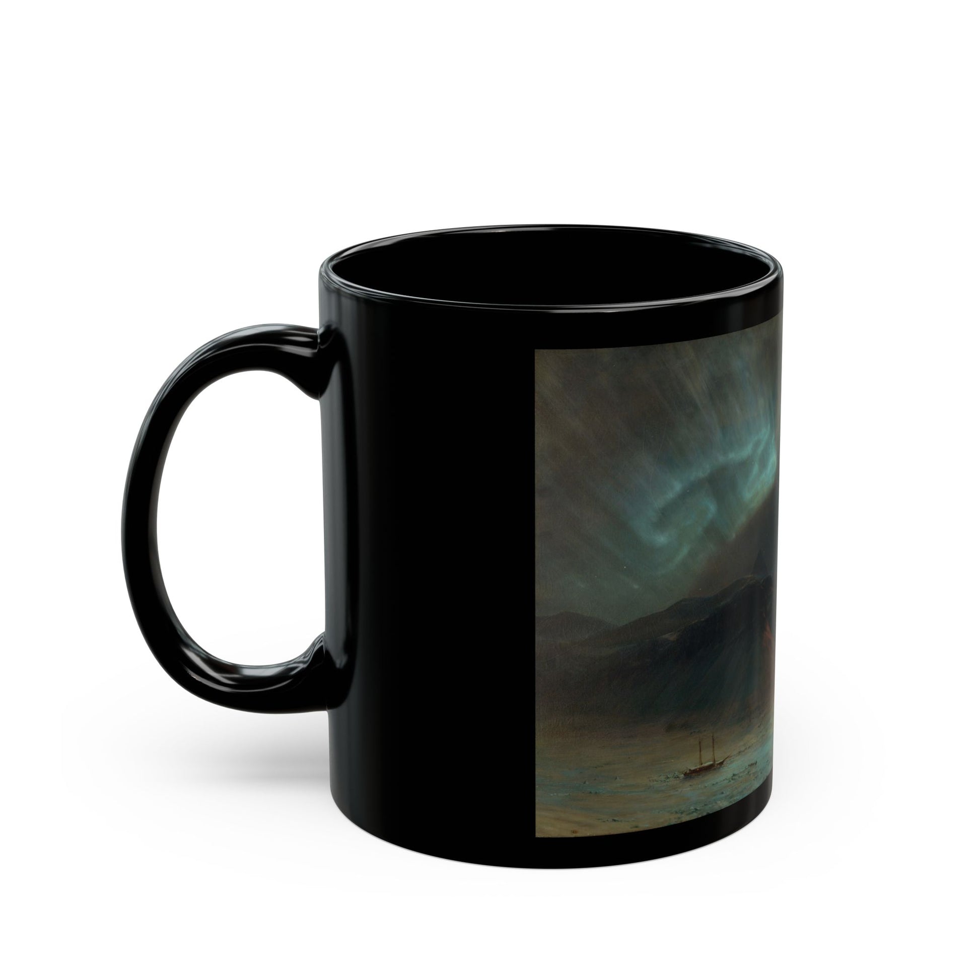 Frederic Edwin Church (1826-1900) Aurora Borealis - Black Coffee Mug-Go Mug Yourself