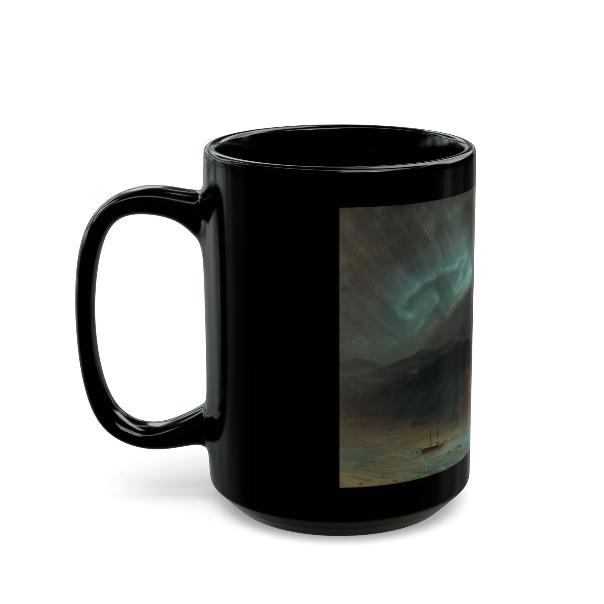 Frederic Edwin Church (1826-1900) Aurora Borealis - Black Coffee Mug-Go Mug Yourself