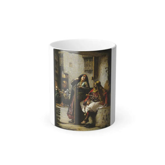 Frederick Arthur Bridgman (1847-1928) Almeh Flirting With An Armenian - Oil on Canvas - Color Changing Mug 11oz 11oz - Go Mug Yourself