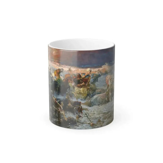 Frederick Arthur Bridgman (1847-1928) Pharaoh's Army Engulfed by the Red Sea - 1900 - Color Changing Mug 11oz 11oz - Go Mug Yourself