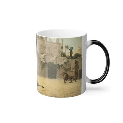 Frederick Arthur Bridgman (1847-1928)  The Diversion of an Assyrian King - Oil on canvas - Color Changing Mug 11oz - Go Mug Yourself