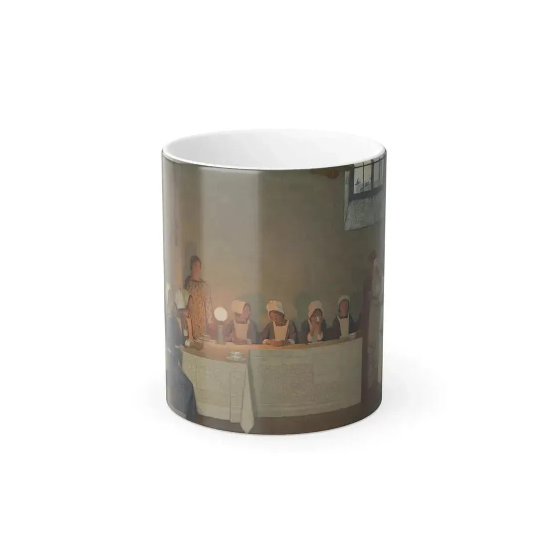 Frederick Cayley Robinson (1862-1927) Acts of Mercy%3a Orphan Girls Entering the Refectory of a Hospital-0 - Color Changing Mug 11oz 11oz - Go Mug Yourself