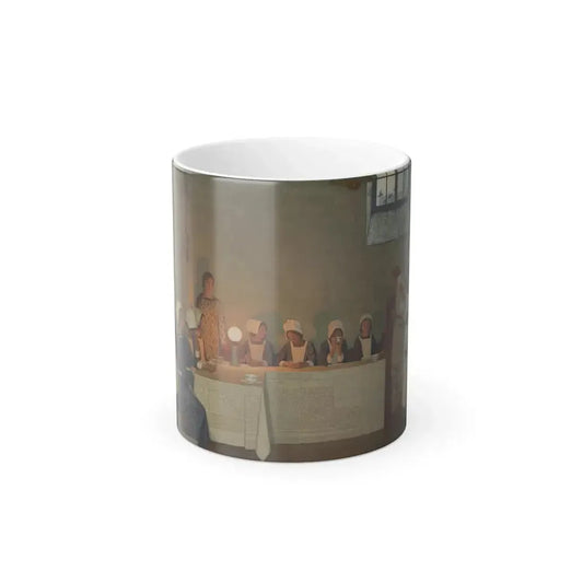 Frederick Cayley Robinson (1862-1927) Acts of Mercy%3a Orphan Girls Entering the Refectory of a Hospital-0 - Color Changing Mug 11oz 11oz - Go Mug Yourself