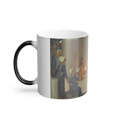 Frederick Cayley Robinson (1862-1927) Acts of Mercy%3a Orphan Girls Entering the Refectory of a Hospital-0 - Color Changing Mug 11oz - Go Mug Yourself