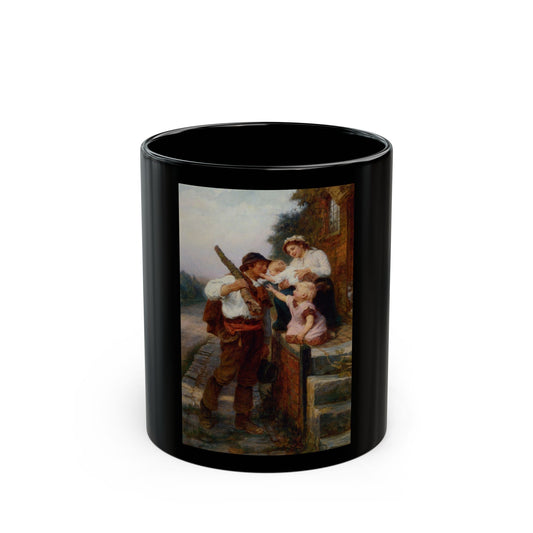 Frederick Morgan (1847-1927) A Fathers Return - Black Coffee Mug-11oz-Go Mug Yourself