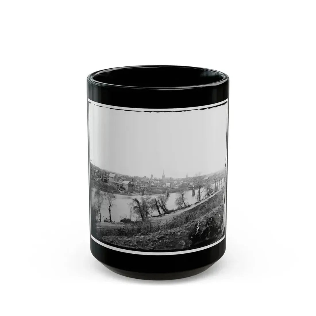 Fredericksburg, Va. View Of Town From East Bank Of The Rappahannock (U.S. Civil War) Black Coffee Mug 15oz - Go Mug Yourself