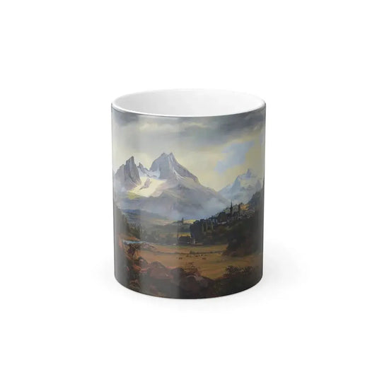 Frederik Hansen Sodring (1809-1862) View of Berchtesgaden with the Watzmann Glacier - Oil on Canvas 1839 - Color Changing Mug 11oz 11oz - Go Mug Yourself