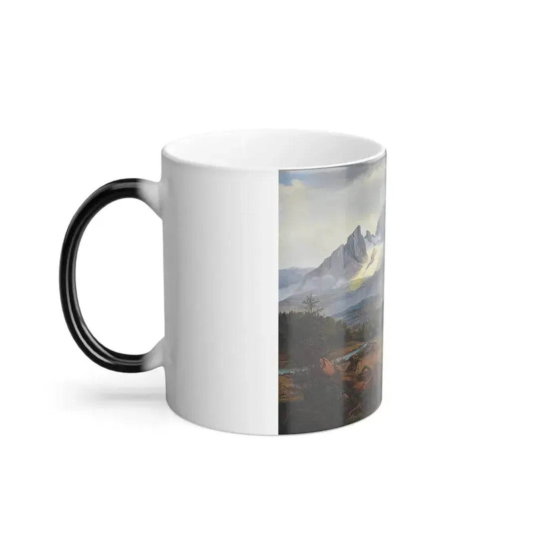 Frederik Hansen Sodring (1809-1862) View of Berchtesgaden with the Watzmann Glacier - Oil on Canvas 1839 - Color Changing Mug 11oz - Go Mug Yourself