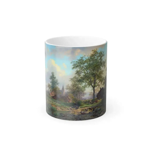 Frederik Marianus Kruseman (1816-1882) Landscape with herd and shepherd - Oil on canvas 1880 - Color Changing Mug 11oz 11oz - Go Mug Yourself