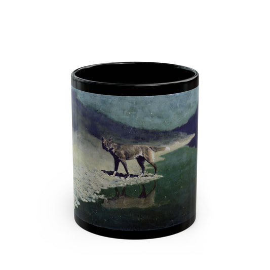 Fredric Remington (1861-1909) Moonlight Wolf c1909 - Black Coffee Mug-11oz-Go Mug Yourself