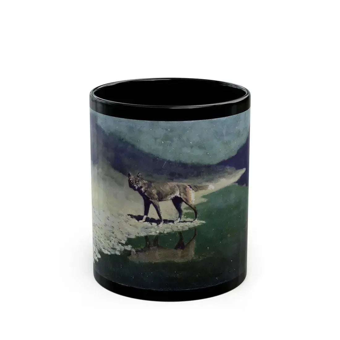 Fredric Remington (1861-1909) Moonlight Wolf c1909 - Black Coffee Mug 11oz - Go Mug Yourself