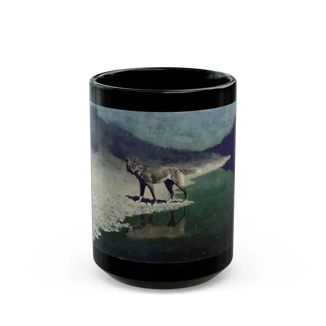 Fredric Remington (1861-1909) Moonlight Wolf c1909 - Black Coffee Mug 15oz - Go Mug Yourself