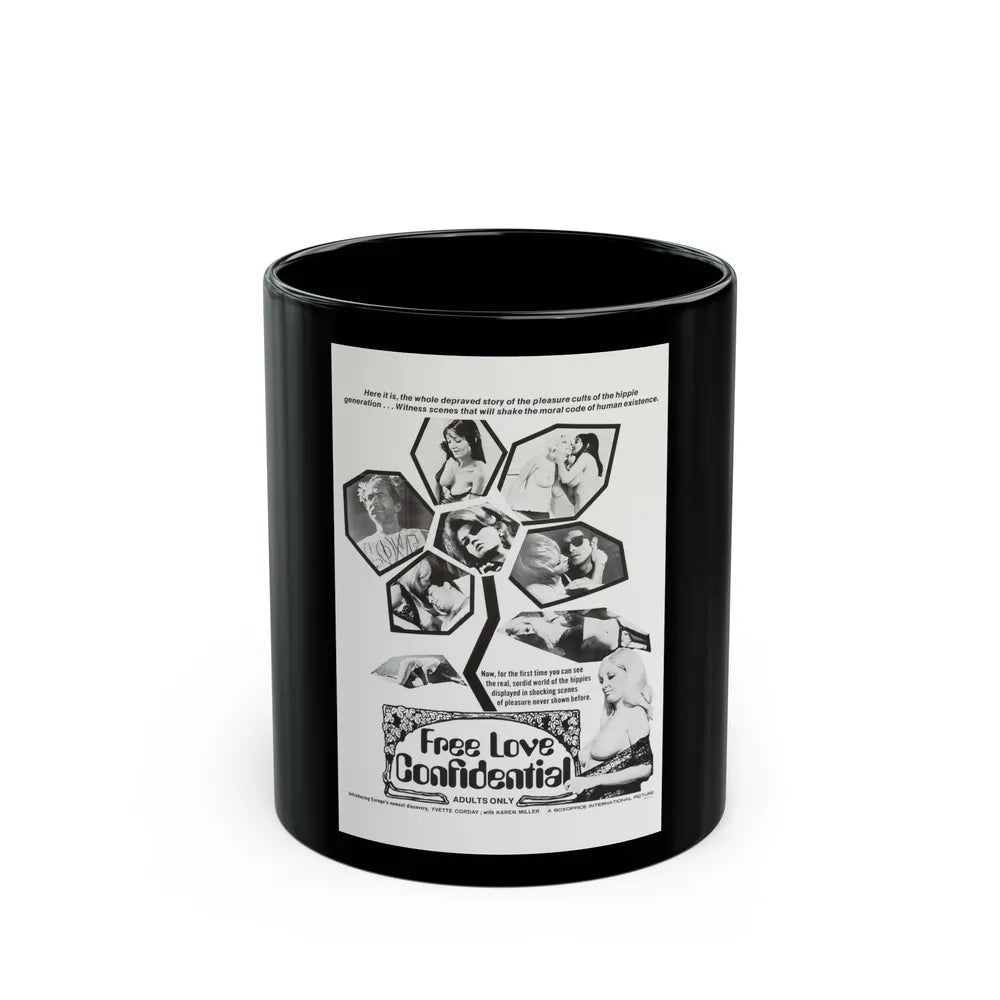 FREE LOVE CONFIDENTIAL 1967 Movie Poster - Black Coffee Mug-11oz-Go Mug Yourself